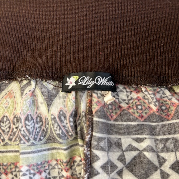 Lily White Brown, Cream and Green Patterned Mini Skirt - Picture 3 of 3